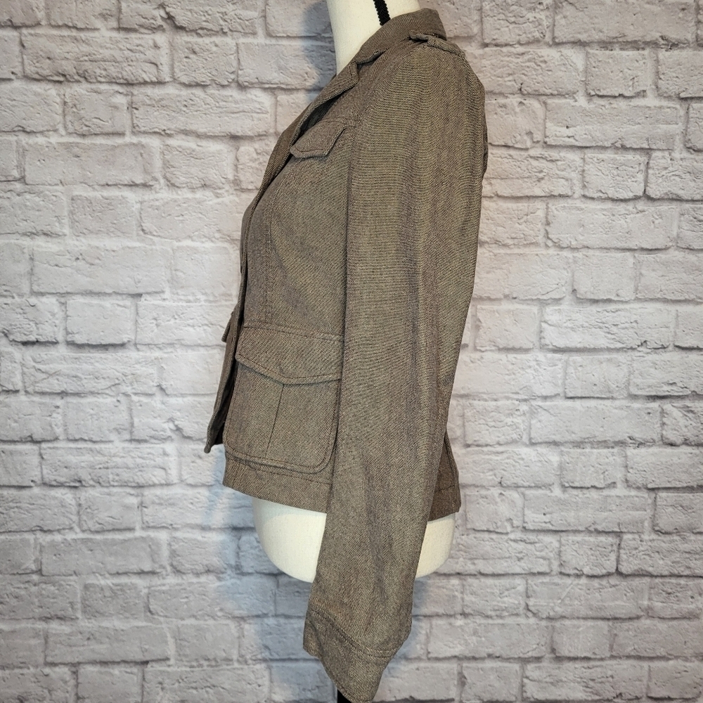 Theory womens tan brown button front 4 pocket pleated back detail blazer size 4 - Picture 6 of 14